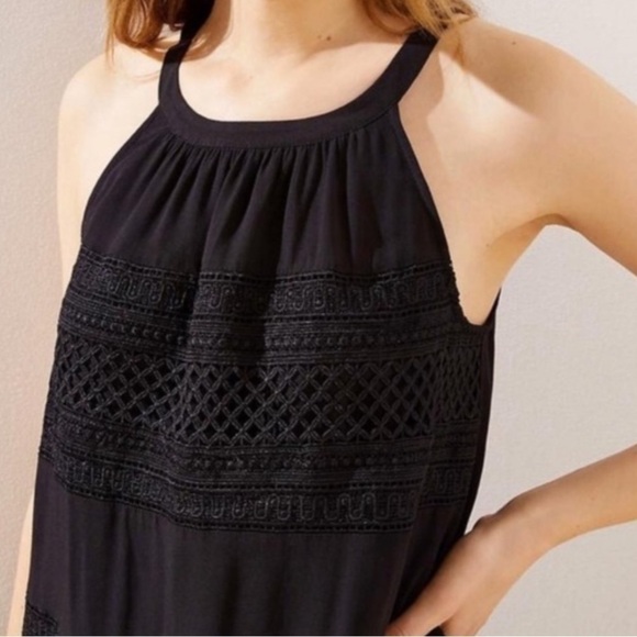 LOFT Tassel Halter Swing Dress in Black Small New With Tags - Picture 3 of 7
